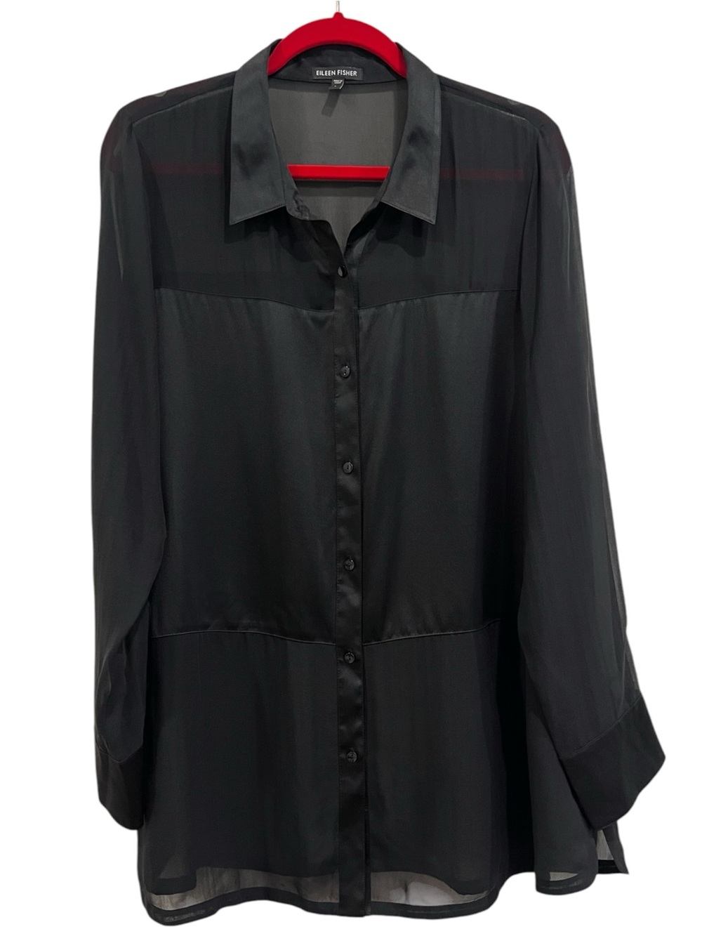 Eileen Fisher Semi Sheer Button Down Blouse
